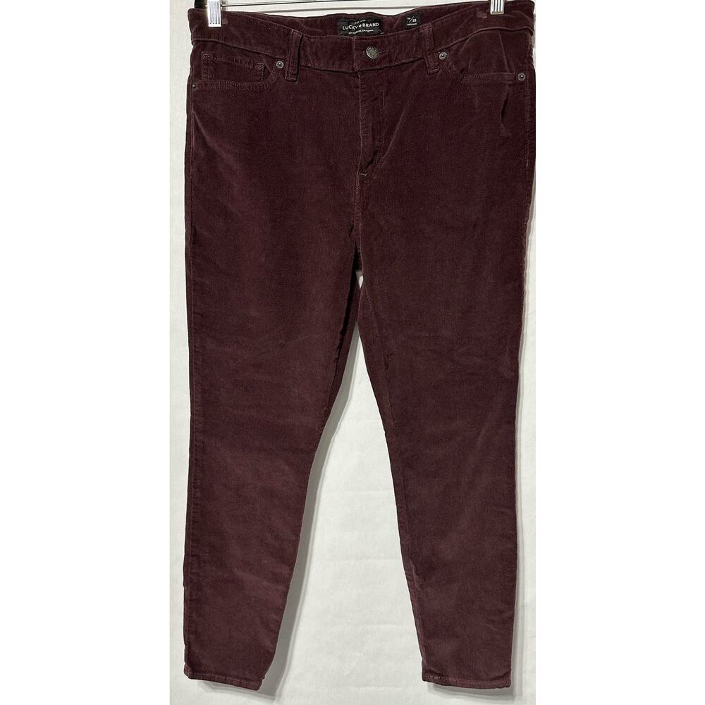 Lucky Brand Ava Skinny Maroon/Plum Micro Corduroy Pants Size 33/16‎